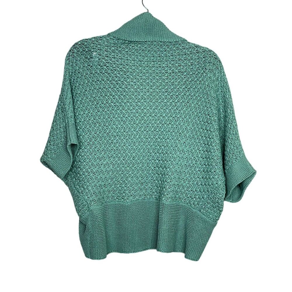 ZARA Slouchy Short Sleeves Knit Cotton Short Cardigan Sweater Open Front M Teal - Picture 6 of 15